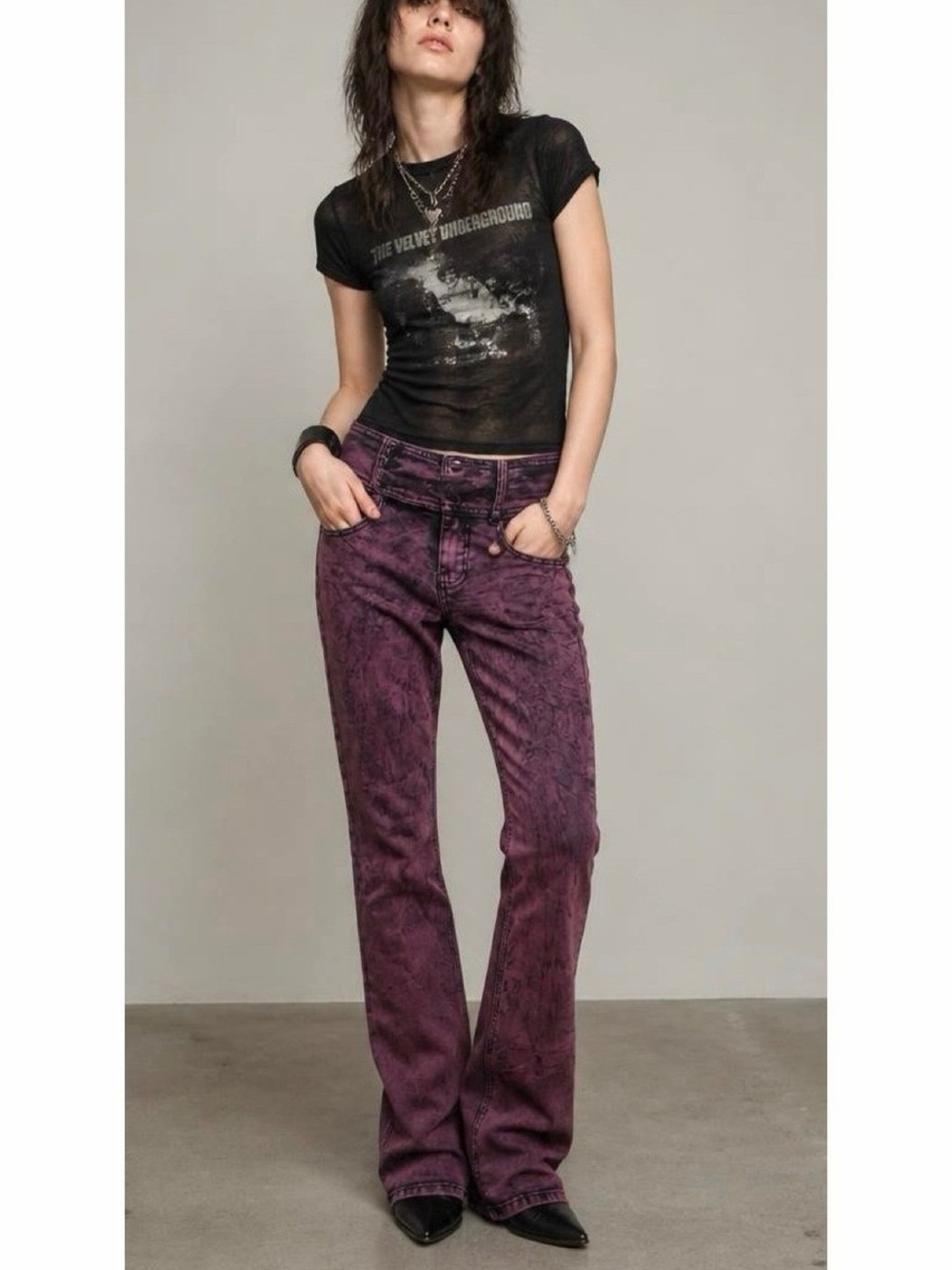 BDG Purple Acid-Wash Flare Jeans